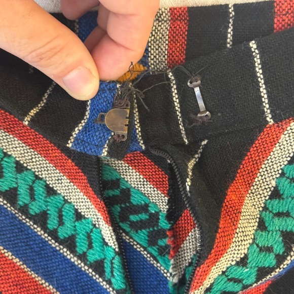Vintage Southwestern Woven Chevron Stripe A-Line Midi Skirt Black Multi Sm/Md - Picture 9 of 13